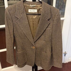 MAX MARA Black/beige Houndstooth Blazer